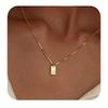 Exclusive 18K Gold Vacuum-Plated Stainless Steel Engraved Square Pendant Necklace with Alphabet Letters