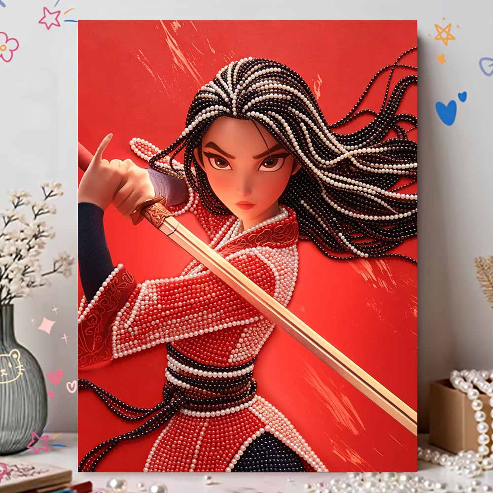 Disney DIY Pearl Art Painting Mulan Heroic Home Wall Decoration Pearl Gemstone Painting Pictures Crafts Home Decoration