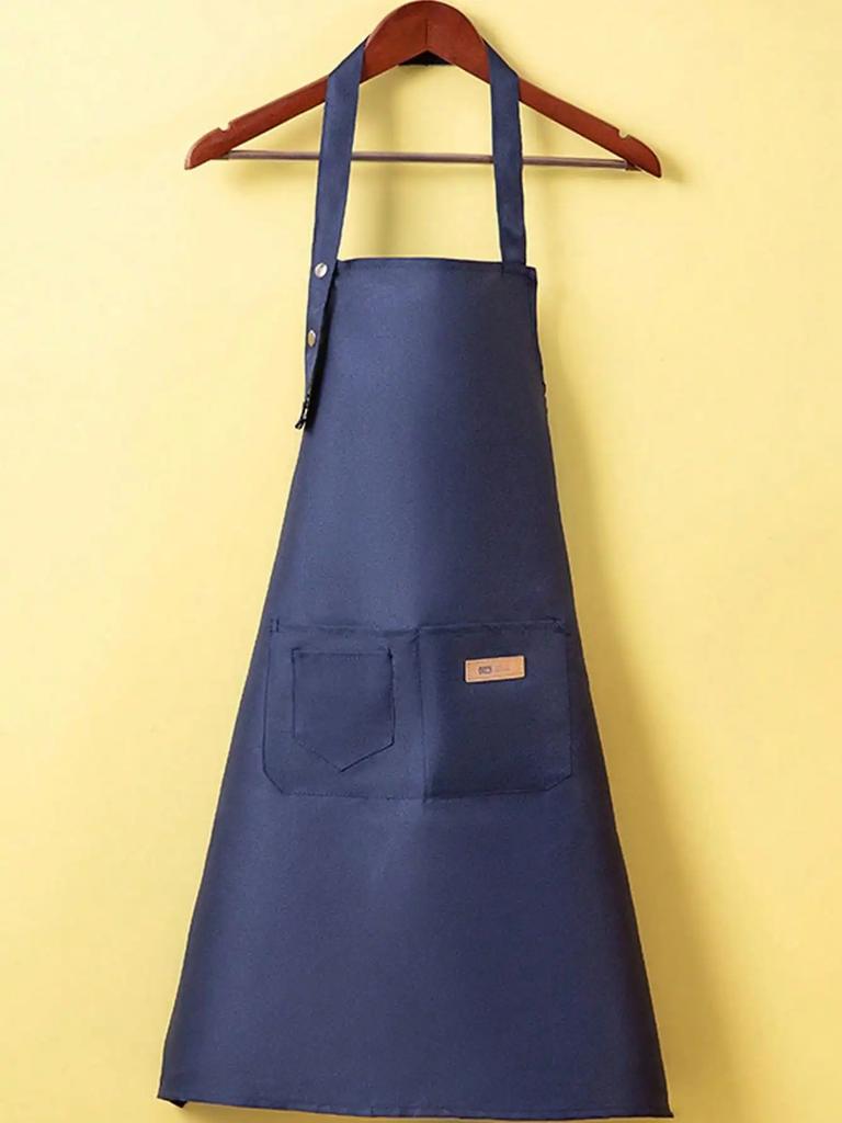 Thicken Waterproof Kitchen Apron Woman's Solid Color Cooking Men Chef Waiter Cafe Shop Barbecue Barber Bib Kitchen Accessories