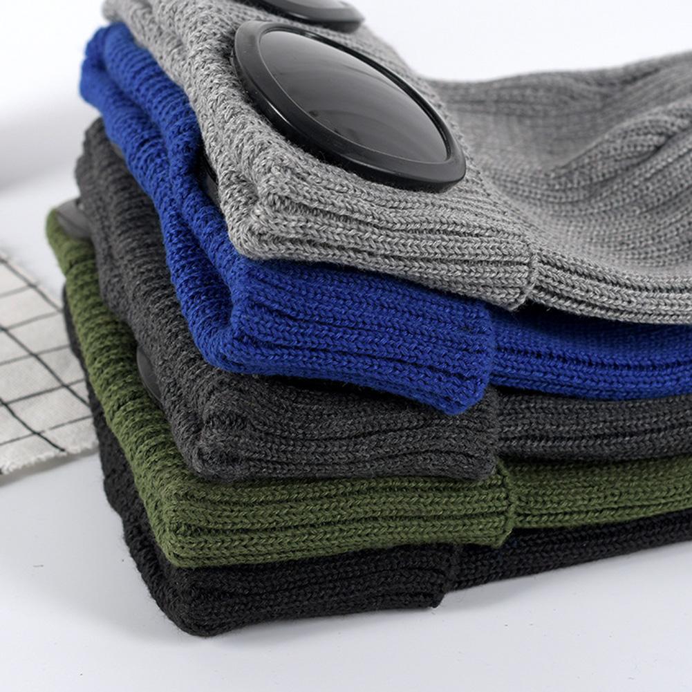 Bonnet en tricot pour hommes/femmes avec ornements lunettes Chapeau chaud à la mode