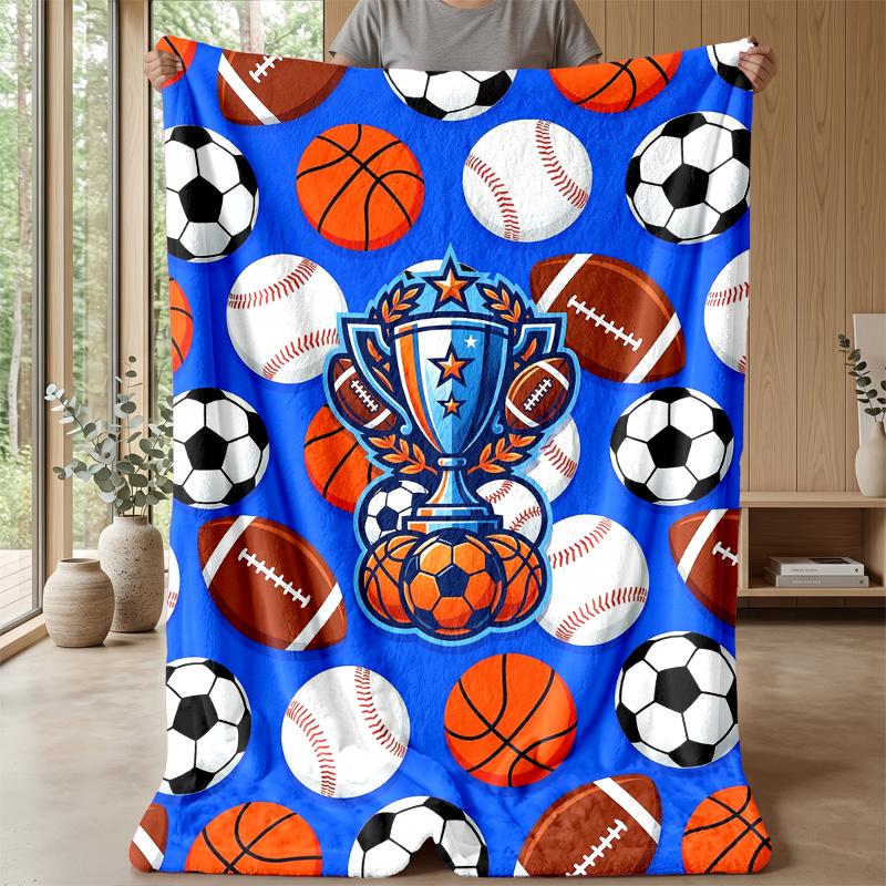 Sports Trophy Celebration 1 Theme Blanket Lightweight Warm Flannel Blanket Decorative Throw Blanket for Home Decoration