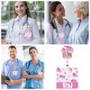 Pink Glitter Nurse Badge Reel 60 Rotating Name Cards Holders Retractable ID Holder  Resident Nurses