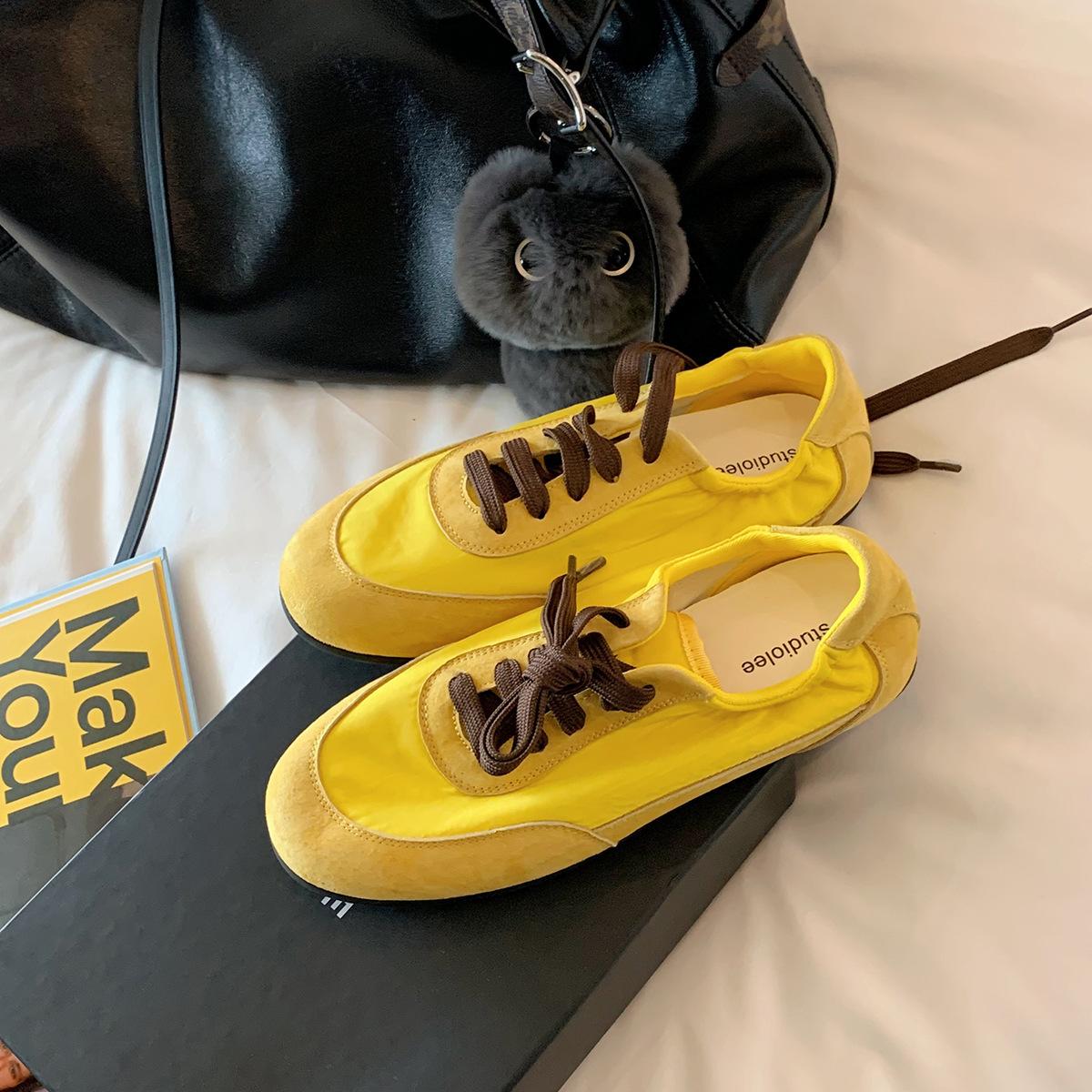 

Cowhide version~ Grape mother same color matching comfortable casual sports shoes leather flat-bottomed retro leather German training shoes women 40