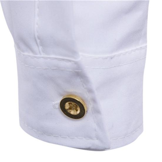 Herrenhemd Einfarbig Umlegekragen Zweireihig Eng Frühling T-Shirt für die Arbeit