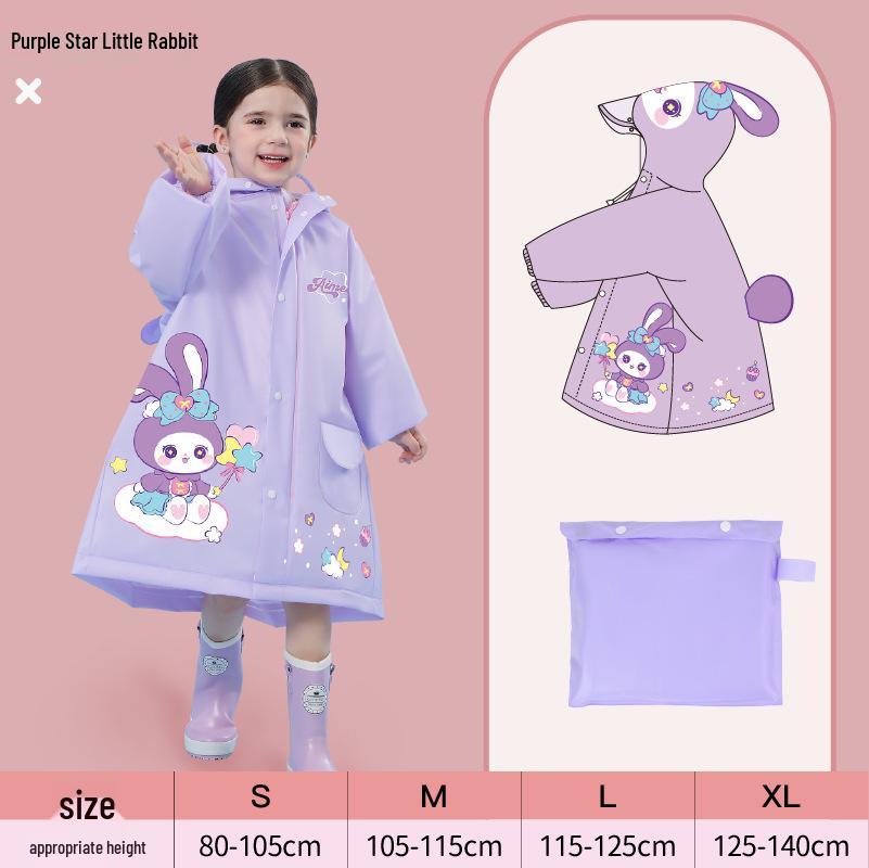 Kids' Cartoon Raincoat for Toddlers & Students - Waterproof Rain Cape with Seat Cover