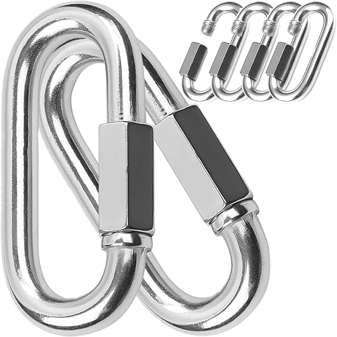 20/10pcs Quick Link Ring Stainless Steel Heavy Duty Carabiner D-Lock Repair Pet Keychain for Outdoor Travel Equipment Connector