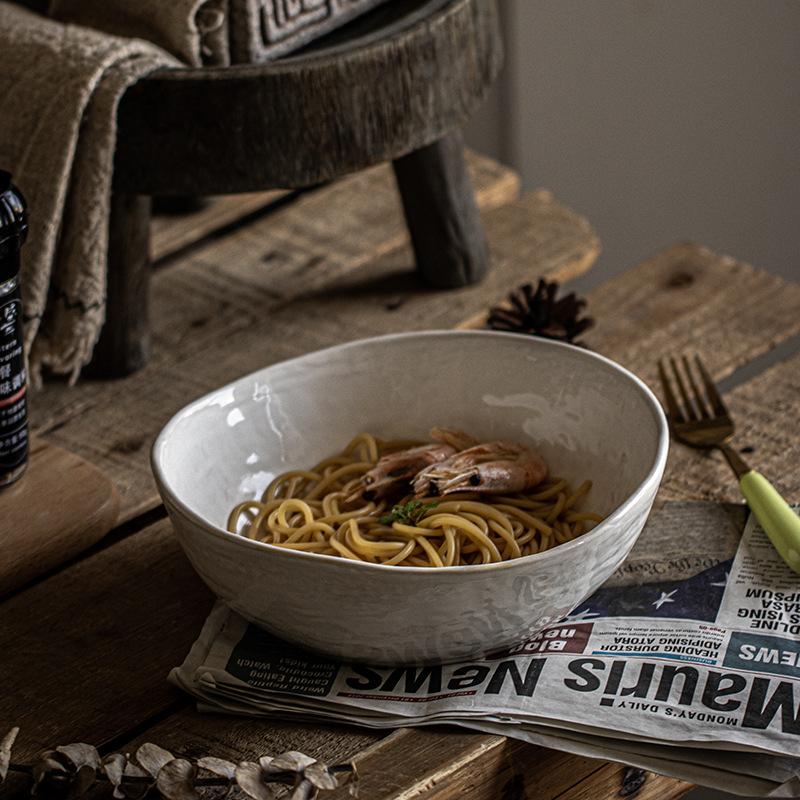 Yuanbao-Schale, kreative Keramik-Suppenschale, Haushalts-Reisschale, Retro-Salatschale, Geschirr, Retro-Windschale, japanische Nudelschale