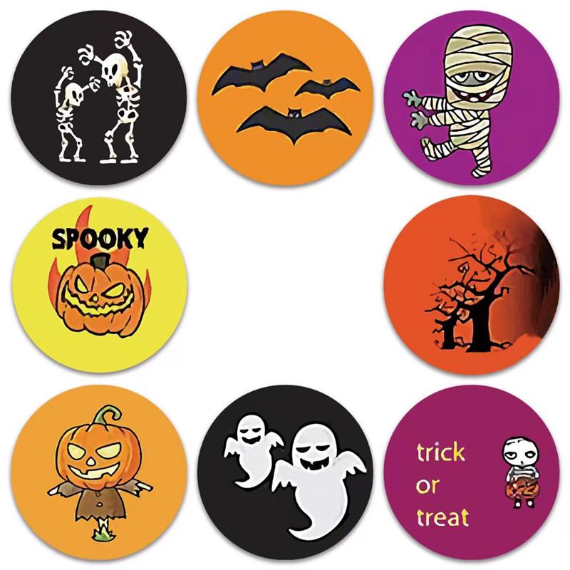 500 Halloween Cartoon Self-Adhesive Stickers: Funny Decoration Labels for Kids' Holiday Activities