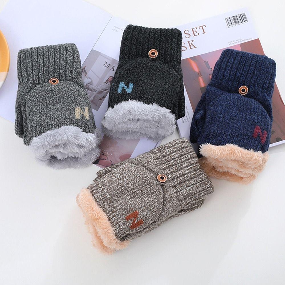 Woolen Cloth Flip Cover Gloves Thickened Mittens Gloves Fashion Winter Gloves  Outdoor Sports