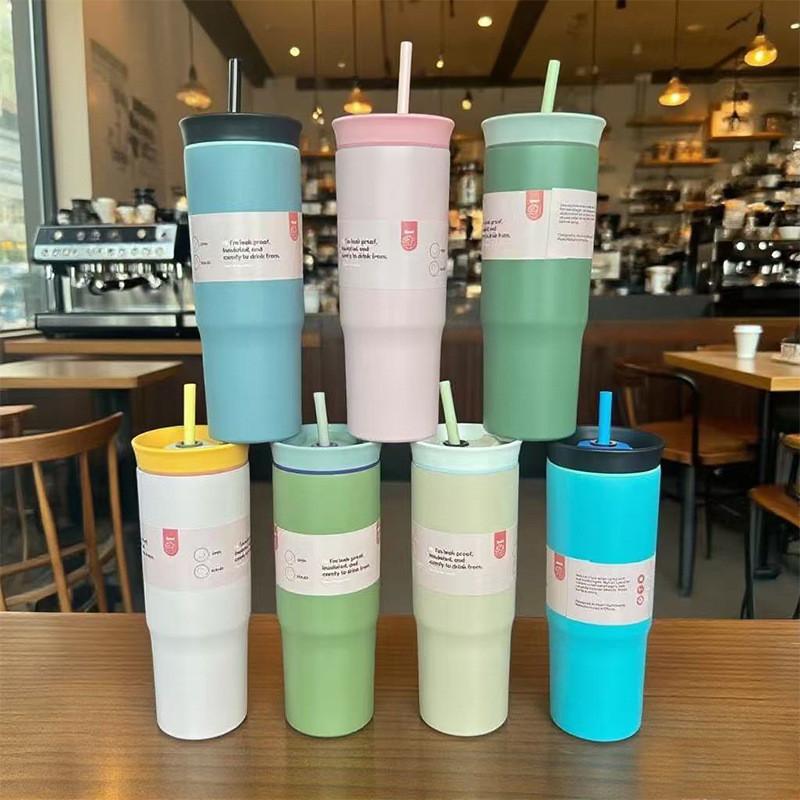 Insulated Steel Stainless Travel Mug With Drinking Straw For Home And Car Use