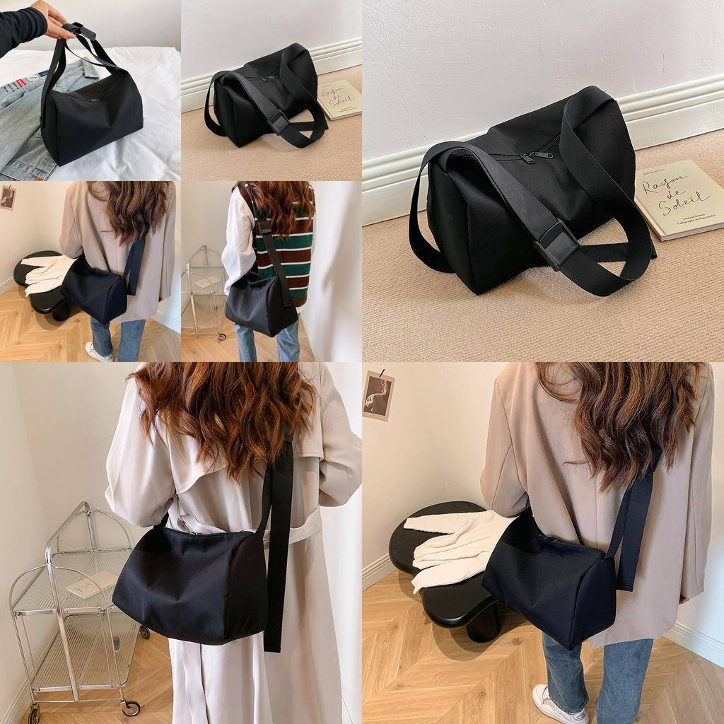 Vintage Casual Black Canvas Tote Bag For Women Stylish Shoulder Crossbody Trendy Design