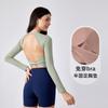 Sexy Hollow Back Yoga Suit Long Sleeve Women's Autumn Short Running Fitness Top with Chest Pad