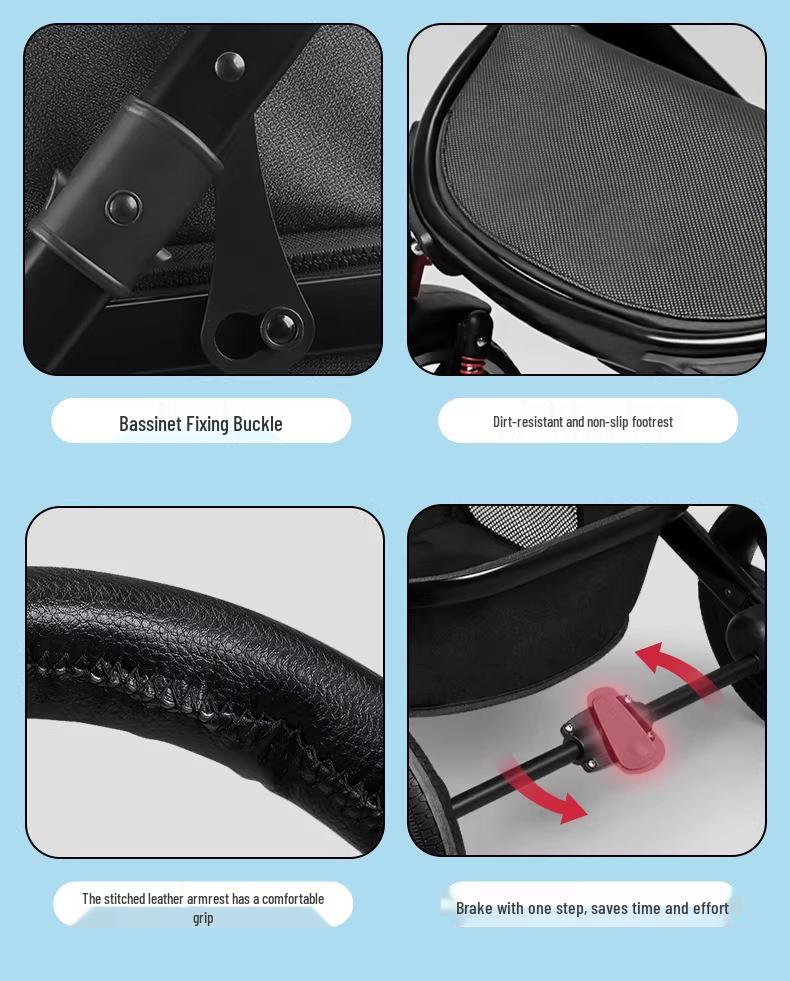Lightweight Dual-Use Baby Stroller: High Landscape, Convertible, Foldable, & Two-Way.