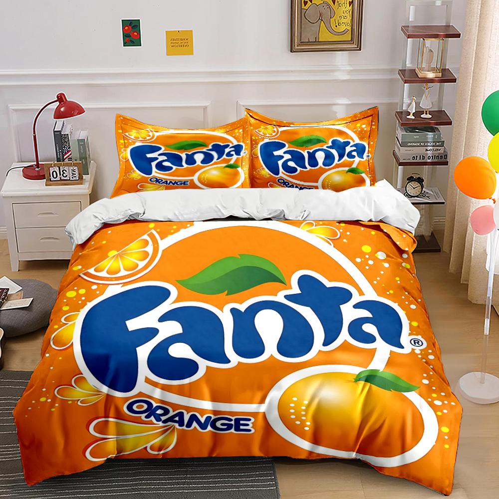 Fanta Orange Logo Printed Bedding Set Bedding set (1 duvet cover, 2 pillowcases, duvet not included) 135x200cm
