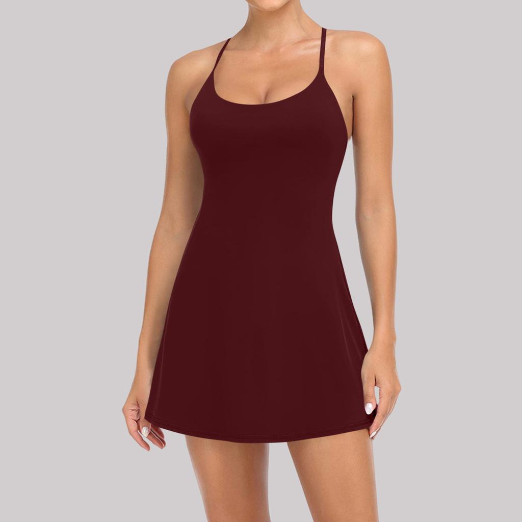 Women Sleeveless Sports Dress Ice Silk Quick Dry Athletic Dress Outdoor Training Running Tennis Dress with Slim Fit and Lightweight Fabric