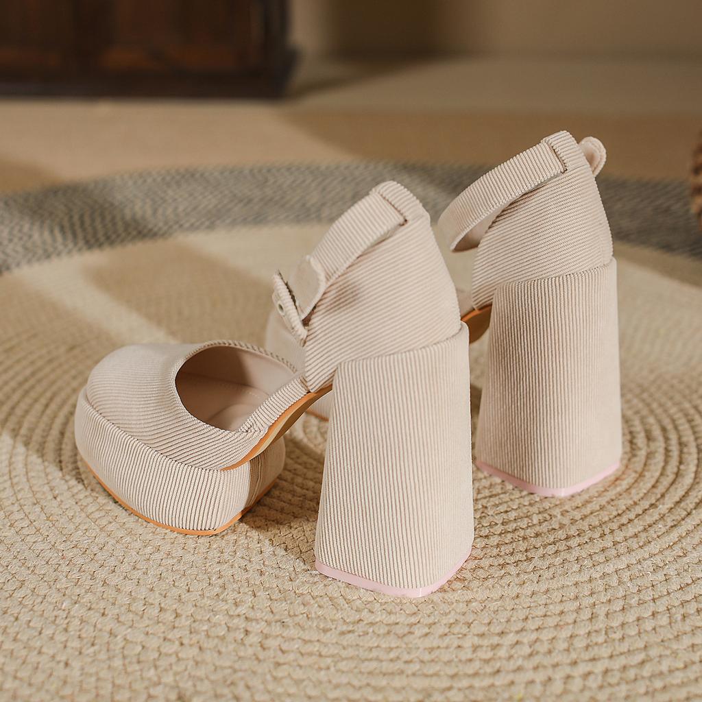 Barbie High Heels Women's 2025 Spring and Autumn Waterproof Table Single Shoes Thick Heel Retro Princess Girl French Mary Jane Shoes