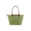 Longchamp Le Pliage 28 Logo Sólido Cierre de Broche y Cremallera Lona con Cuero Bolso Tote tipo Dumpling Bolso de Mano para Hombro Mediano 2605089P77