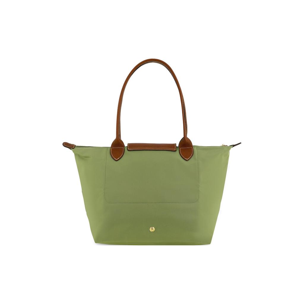 Longchamp Le Pliage 28 Logo Sólido Cierre de Broche y Cremallera Lona con Cuero Bolso Tote tipo Dumpling Bolso de Mano para Hombro Mediano 2605089P77