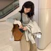 Women's Striped Henley Top Contrast Cuff Slim Fit Long Sleeve Casual Tee