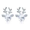 Christmas Reindeer Earrings With Crystal Gemstone For Women Fashion Jewelry