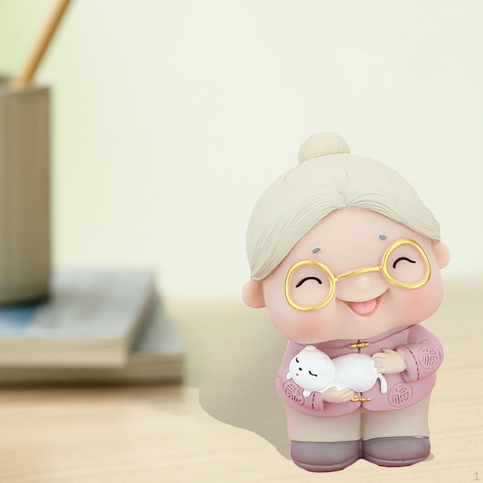 

Mini Grandparent Statue Cake Topper Cute Home Decor Mother s Day Gift Vinyl Model for Table Birthday grandma