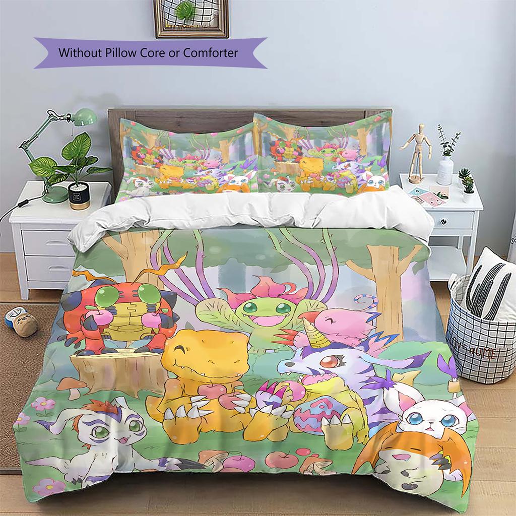 Carina Copripiumino e Federe Digimon, Biancheria da Letto per Camera da Letto Fan Digimon, Regalo Perfetto.chl