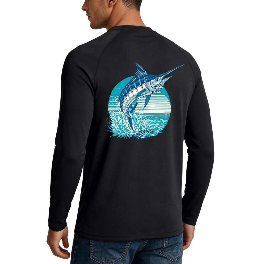 Men's UPF50+ Sun Protection Long Sleeve Shirt Stretch Outdoor Fishing Sports Top Lightweight Breathable Quick Dry Fabric