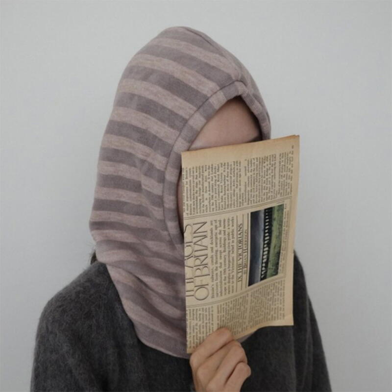 Women's Two-tone Striped Hooded Winter Hat
