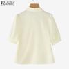 ZANZEA Women Turn Down Collar Summer Short Sleeve Blouse