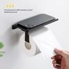 Dual Installation Toilet Paper Holder with Stainless Steel Body and Spacious Shelf for Phones or Sanitizers in Bathroom Settings