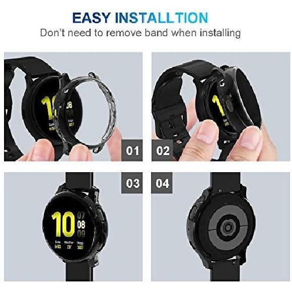 [2Pack] Tensea Compatible with Samsung Galaxy Watch Active 2 Screen Protector Case 44mm, Bumper Full Around Cover for Samsung Galaxy Watch Active2 44