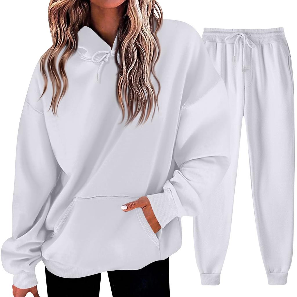 Women's Solid Color Sweatshirt Set (sweatshirt + Sweatpants)
