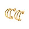 INS French Niche Geometric Titanium Steel Earrings: 18K Gold Three-Line Design for Women