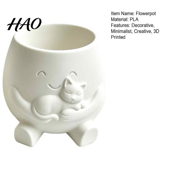 Creative Desktop Decor 3D Printed Face Planter Pot with Cat Design, Decorative Succulents Pot, Personalized Diy Painting Resin Flowerpot for