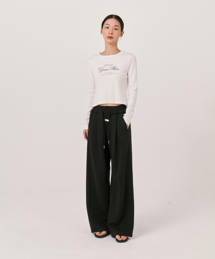 GRASPLAN One-Tuck Wide Banding Pants_Black (Regular Ver.)