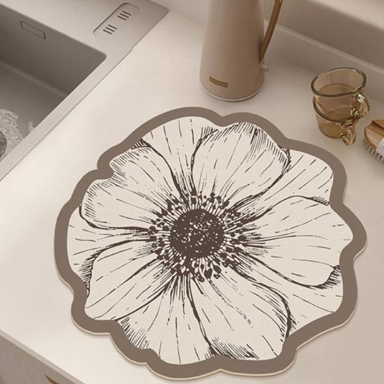 Diatomitowa Podkładka pod Talerz w Kształcie Kwiatu Odporna na Ciepło Antypoślizgowa Mata na Stół Szybko Chłonąca Wodę Mata do Kuchni Stołu Jadalnianego Dekoracyjny Wystrój Domu