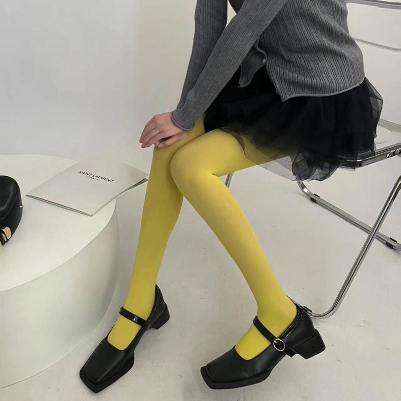 Female Tights Candy Color Velvet 100D High Elasticity Pantyhose Spring Autumn Plus Size Seamless Stockings Long Scoks Women Girl