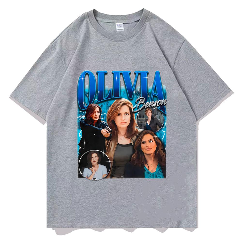 Retro Olivia Benson Tshirt Unisex Women Fashion Oversized Streetwear Male Casual Cotton T Shirts Unsiex Vintage Short Sleeve Tees