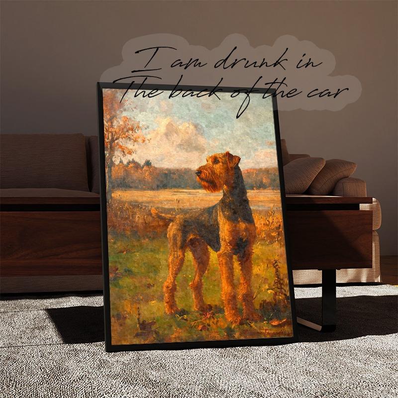 Vintage Dog Oil Paintings Poster Canvas Prints Irish Setter Airedale Terrier Finnish Spitz Dogs Wall Art Decor Family Home Decor