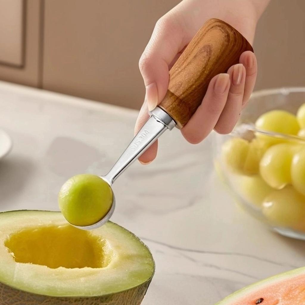 WORTHBUY 304 Stainless Steel Fruit Scoop Standing Melon Baller Scoop Ice Cream Scoop Watermelon Carving Knife Kitchen Gadgets