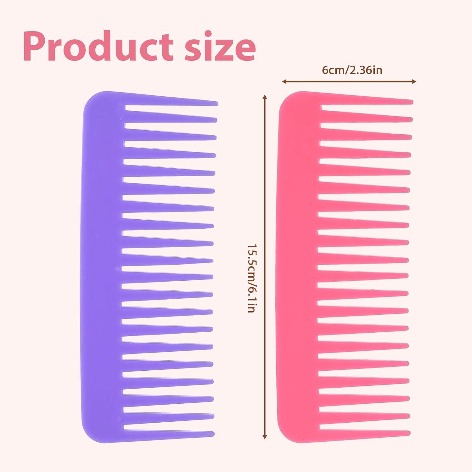 2 Pcs Wide Comb, No Handle Detangling Shower Combs Portable Large Tooth Detangler Comb Plastic Shampoo Hair Styling Combs for Women Wet Dry Straight