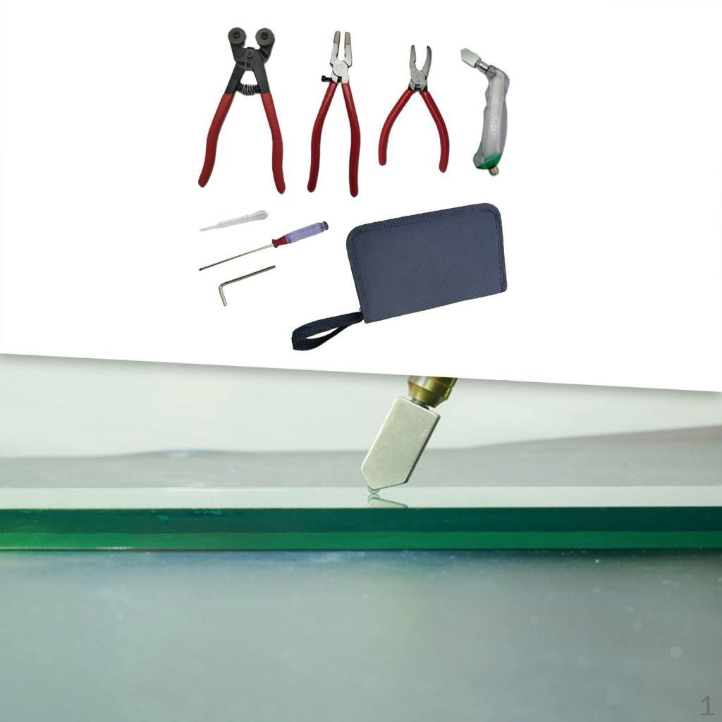 Heavy Duty Glass Running Pliers and Breaking Oil Feed Cutter Set, Stained Cutting