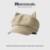 25 Early autumn new cat ear woolen solid color octagonal hat cute versatile high quality newsboy hat children's tide