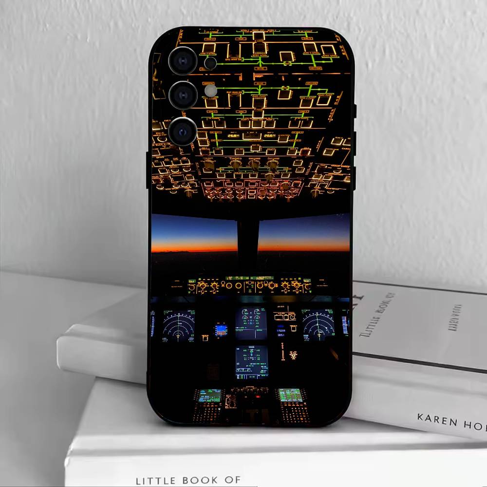 

A-Aeroplane Pilot Cockpit Phone Case Black Silicone Soft For Samsung S25,S24,S21,S22,S23,S30,Ultra,S20,Plus,Fe,Lite Samsung S22ULTRA5G