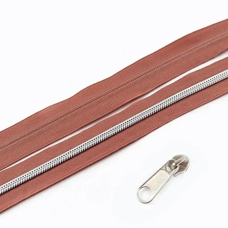 3/5/10M 5# Nylon Zipper Tape with Slider Bags Clothes Repair Zippers Plastic Coil Zip DIY Garment Replace Sewing Accessories