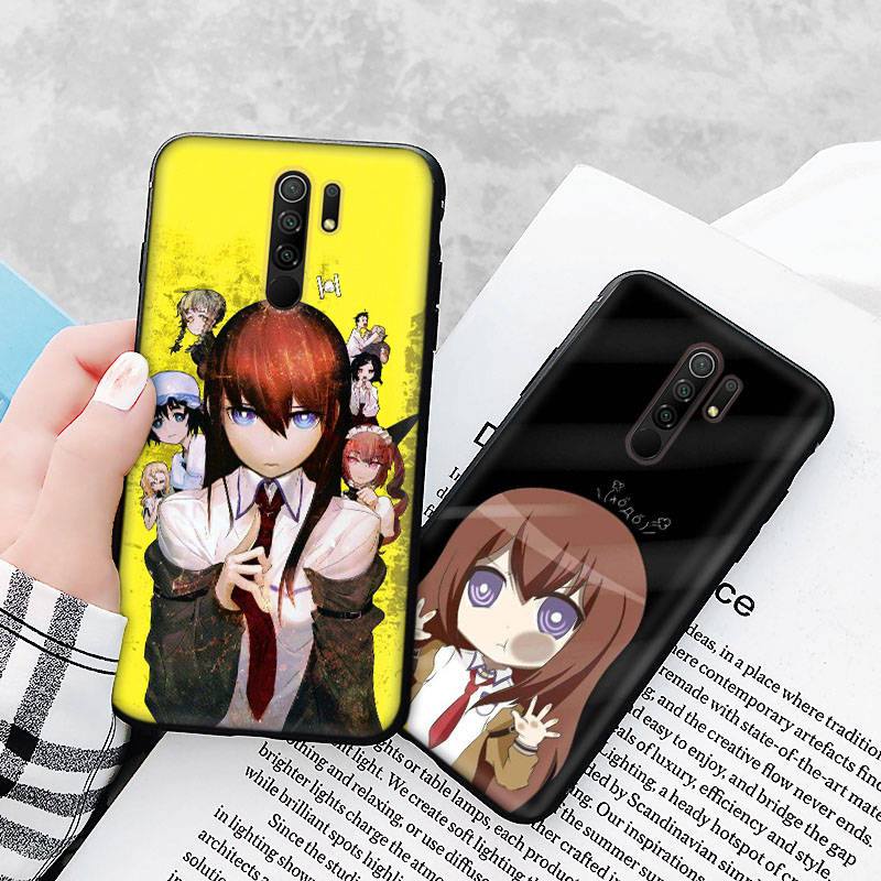 Black Case for Xiaomi Redmi 13C Note 9 iPhone XR 7 8 14 15 11 12 13 X XS Pro Max Samsung A25 S23 S24 FE Ultra Plus Steins Gate