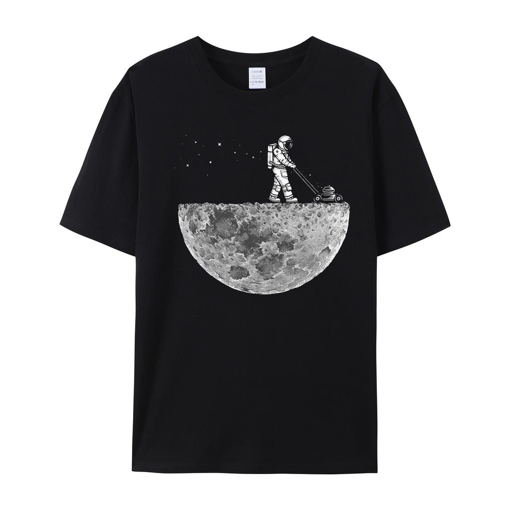 Astronaut Moon Hemisphere Men's 100% Cotton Short sleeved Fashion Women's T-shirt Casual Street Clothing