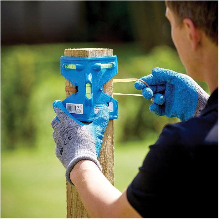 Niveau pour poteaux - silverline - plastique - aimanté - 3 fioles - contrôle de la verticalité à l'installation