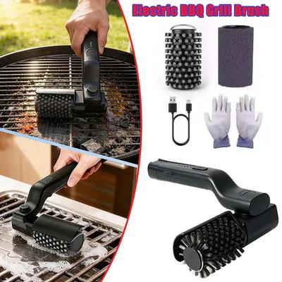 Electric BBQ Grill Cleaning Brush With Stainless Steel Bristles, 180° Rotating Head, Type-C Cordless Cleaner For Home Picnic Grates