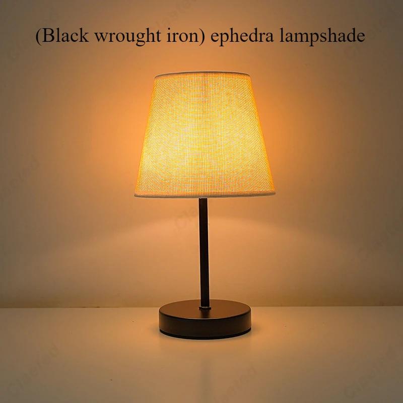 Creative LED Solid Wood Fabric USB Small Table Lamp Living Room Study Bedroom Bedside Atmosphere Decoration Lighting Fixtures